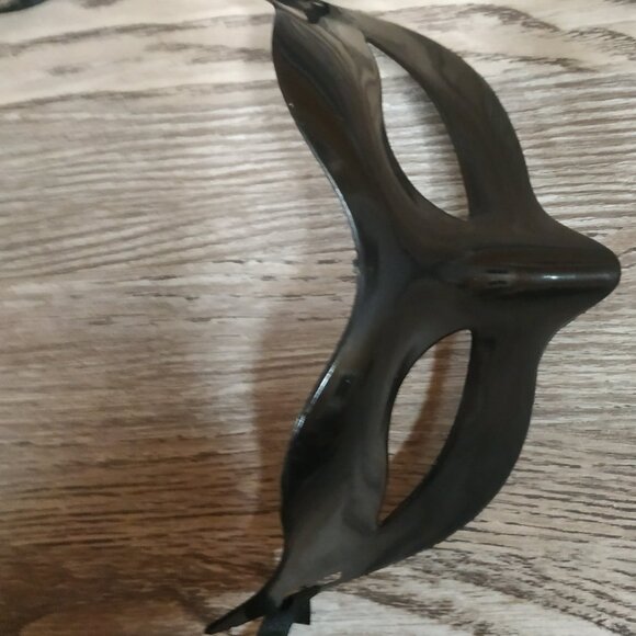 Black Venetian Half Masquerade Mask, Villain Mask - Picture 4 of 5